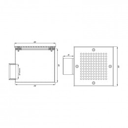 Слив квадратный Xenozone, 150x150x100 мм, плёнка, 20 м³/ч, нерж. AISI-304