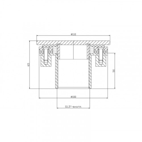 Форсунка для подключения пылесоса XenoZone Ø 100, G1½" (Внутр.) нерж. ст. AISI-304 под плитку