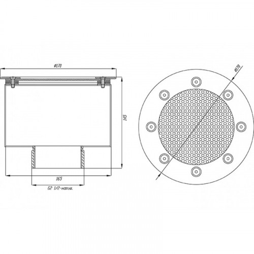 Водозабор с сетчатой крышкой Xenozone Ø 165x100, пленка, 30 м³/ч, нерж. AISI-304